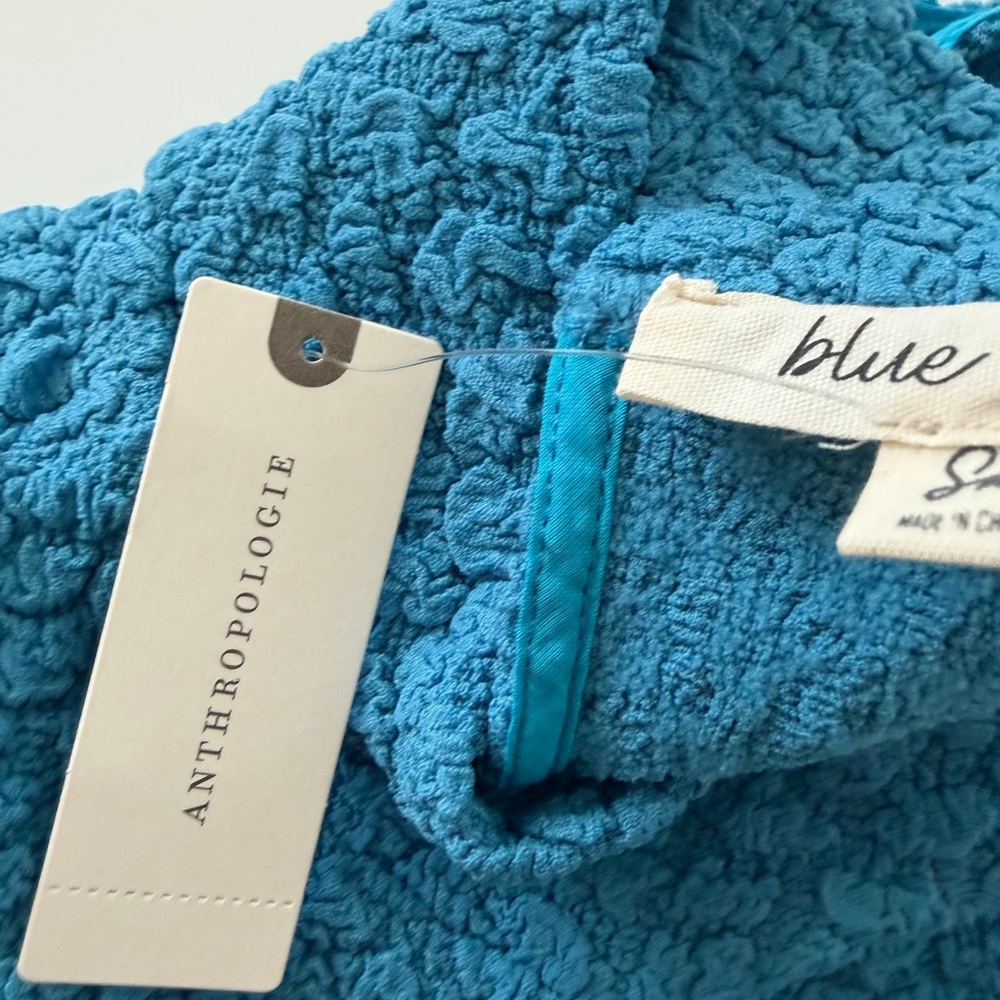 NWT Anthropologie Blue Tassel Popcorn High-Neck Crop Tank Top Size S - Picture 7 of 8